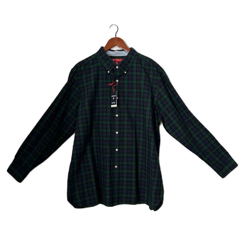 Cremieux Button Down Shirt Men XXL Hunter Green Tartan Plaid Supima Cotton NWT